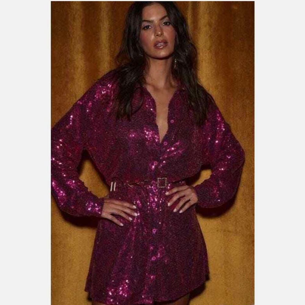 12th Tribe | NWT Unstoppable Fuchsia Sequin Mini Dress | S